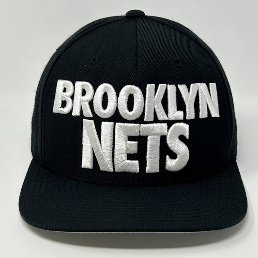 Brooklyn Nets Hat Baseball Cap Spell Out NBA Mitchell & Ness Snapback Black
