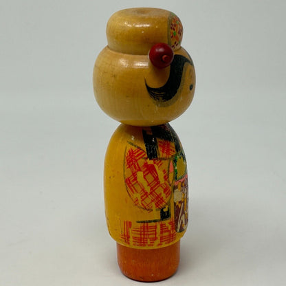 Vintage Japanese Wooden Kokeshi Doll Handmade Folk Art Stamped Woman Female