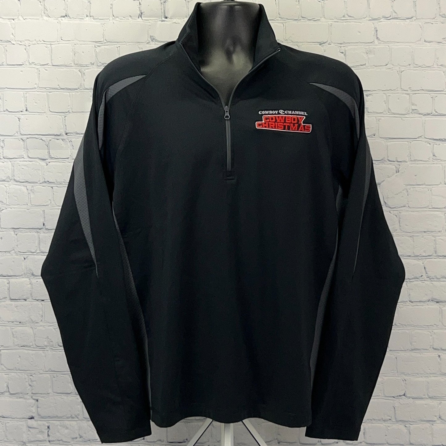 Cowboy Channel Cowboy Christmas 1/4 Quarter Zip Shirt Sport Tek Black M Medium