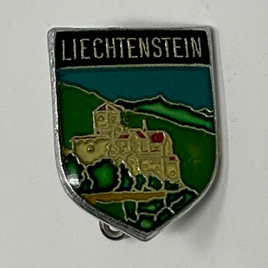 Vintage Liechtenstein Coat of Arms Hat Lapel Pin Pinback Button Travel Tourist