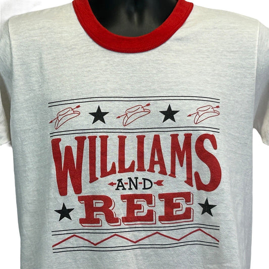 Williams and Ree Vintage 80s Ringer T Shirt Medium Country Western Mens White