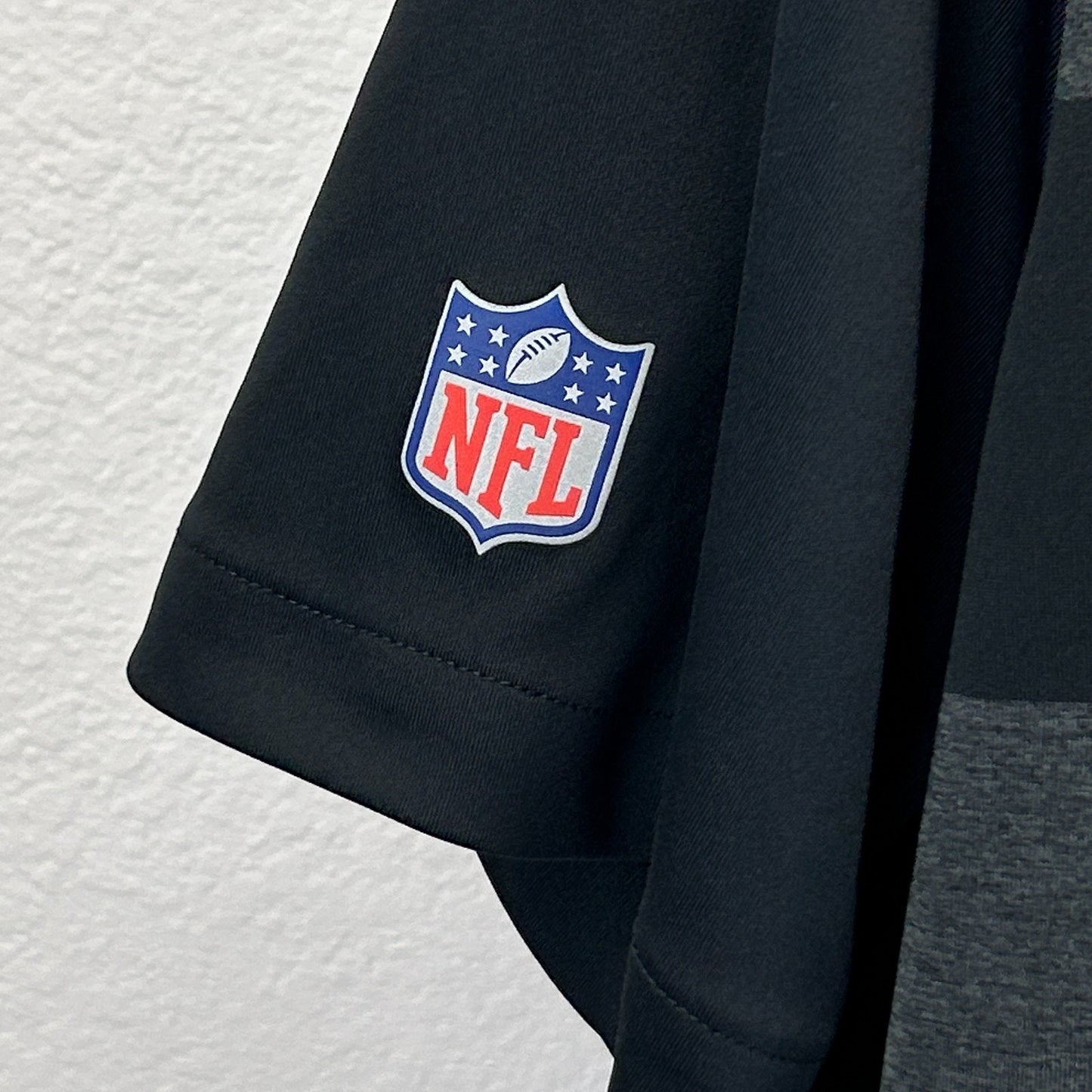 Las Vegas Raiders Polo Shirt Black Striped NFL On Field SS Nike Dri Fit L Large