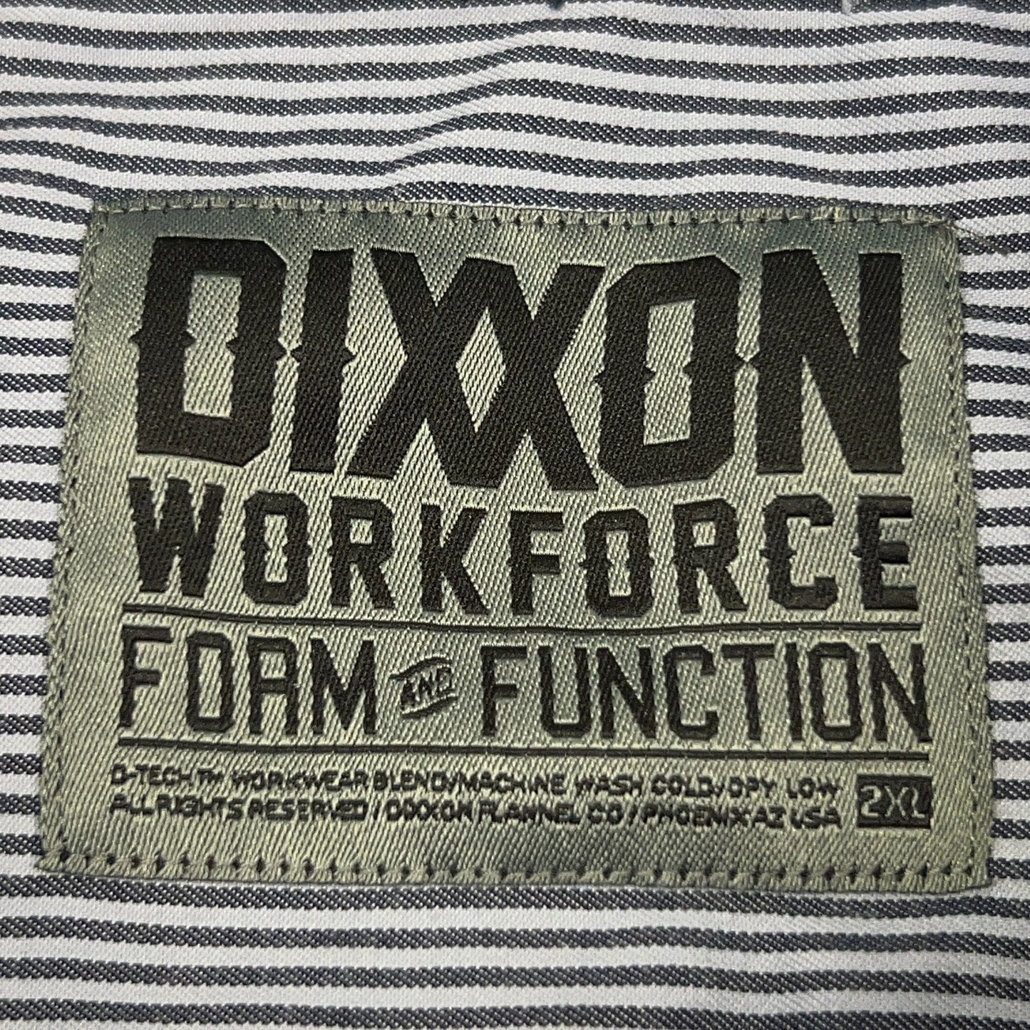 Dixxon Workforce Hickory Striped Button Front Shirt 2XL XXL Gray Short Sleeve