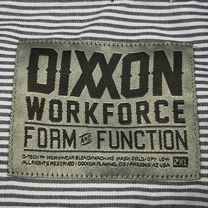 Dixxon Workforce Hickory Striped Button Front Shirt 2XL XXL Gray Short Sleeve