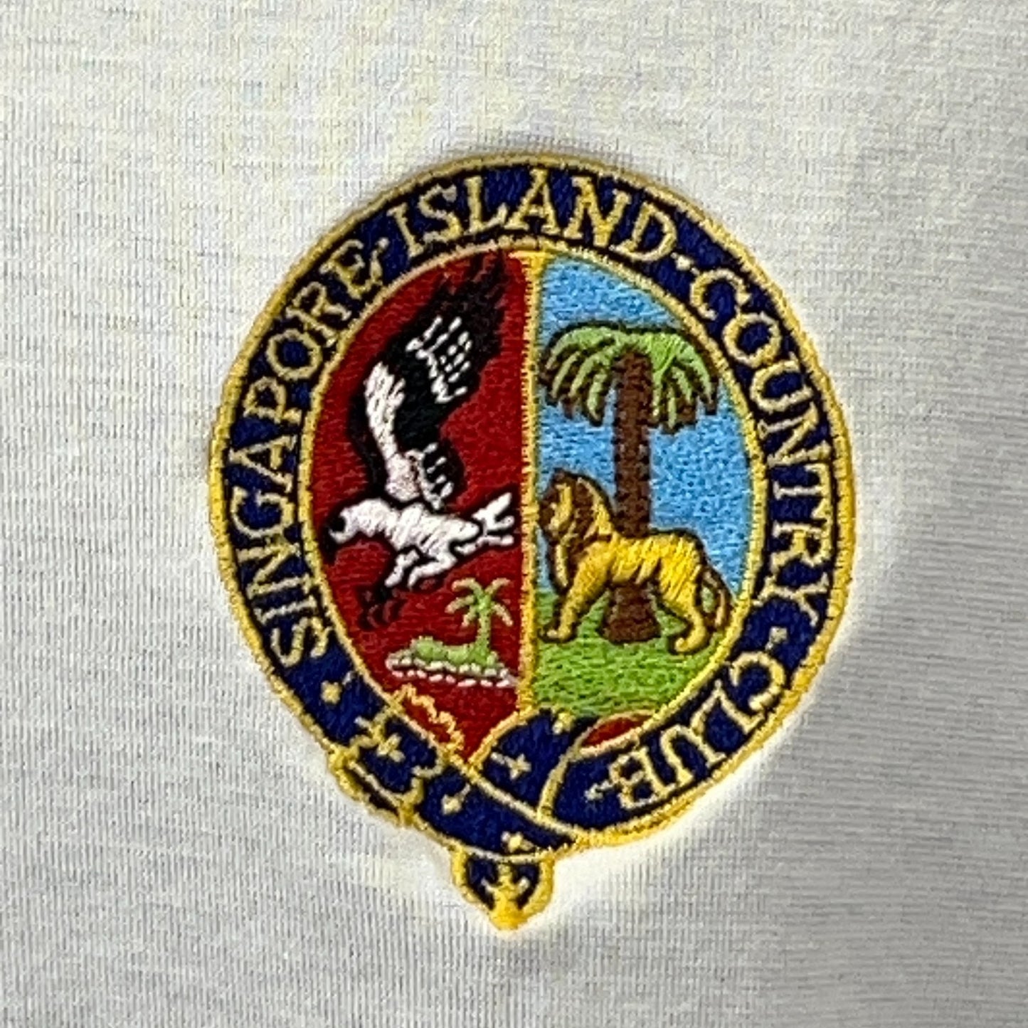 Vintage 80s Singapore Island Country Club Polo Shirt Golfing Golf White M Medium