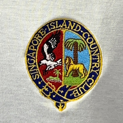Vintage 80s Singapore Island Country Club Polo Shirt Golfing Golf White M Medium
