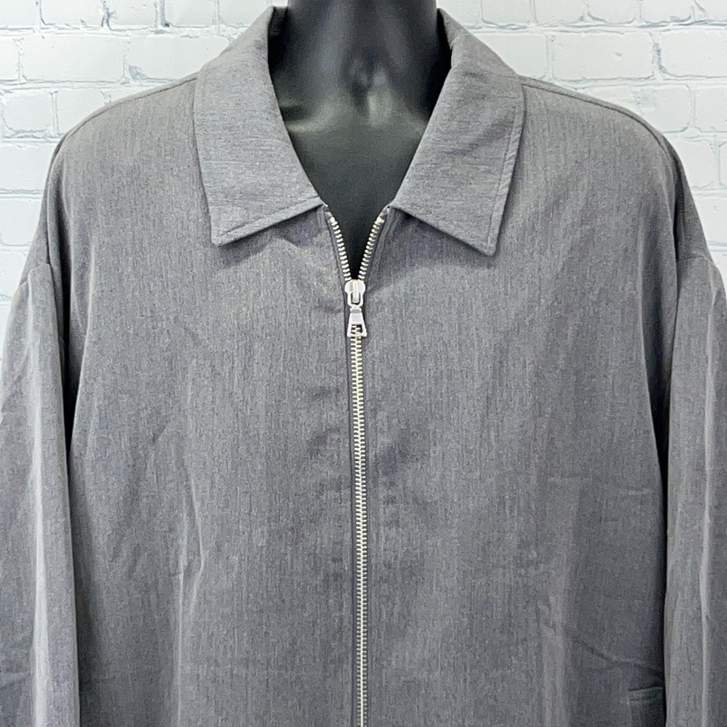 Fashion Nova Men Relaxed Upper East Side Full Zip Jacket Gray Mens 3XL XXXL