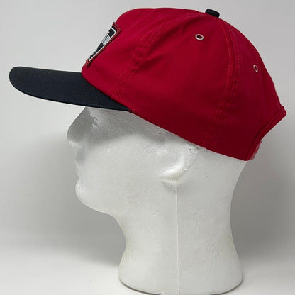 Vintage 90s Burlington Route Hat Baseball Cap Railroad Train CB&Q Snapback Red