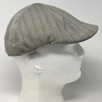 Vintage Stone Herringbone Flat Cap Hat Ivy Newsboy Cabbie Driving Beige S-M