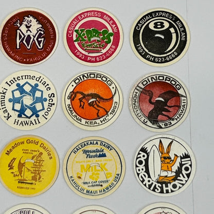 Lot of 21 Hawaii Milk Caps Pogs Vintage 90s Hawaiian Advertising Game 1993