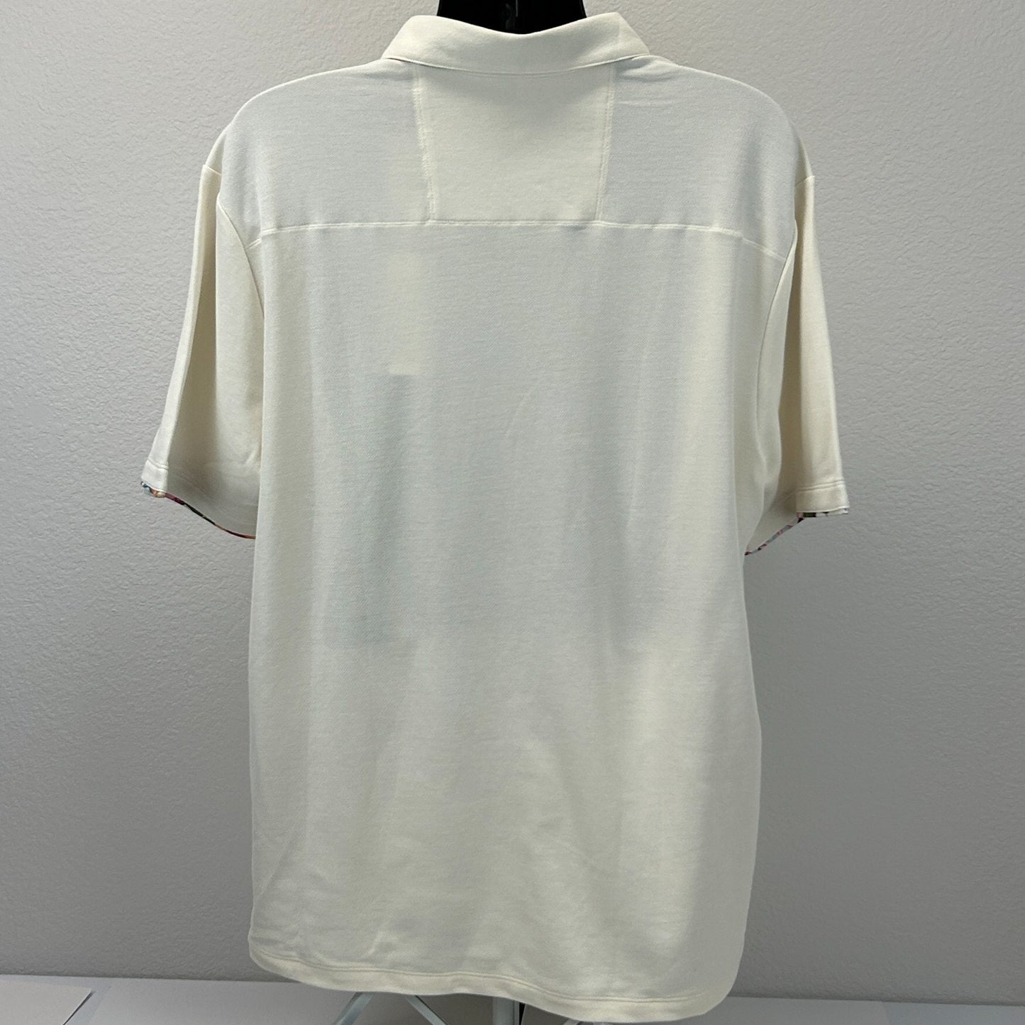 Tommy Bahama Five O'Clock IslandZone Polo Shirt Short Sleeve Ivory Mens 2XL XXL