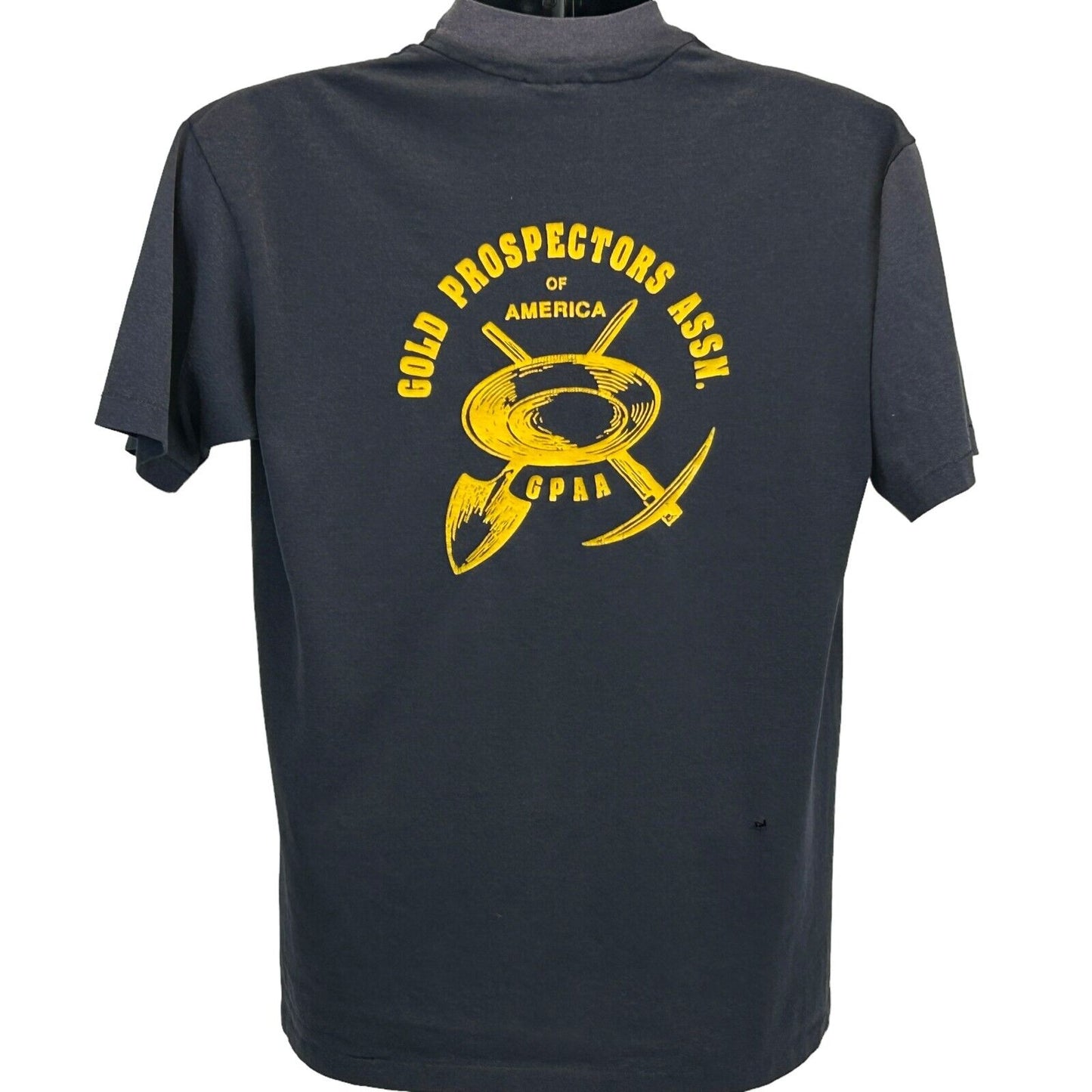 Gold Prospectors Assn T Shirt Medium Vintage 80s Mining GPAA USA Made Mens Black