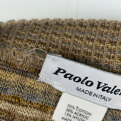 Paolo Valenzi Sweater L Large Made in Italy Beige Knit Cotton Acrylic Nylon