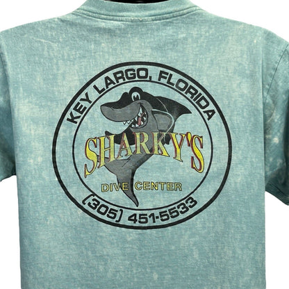 Sharkys Dive Center Vintage T Shirt Medium 90s SCUBA Key Largo Florida Mens Blue