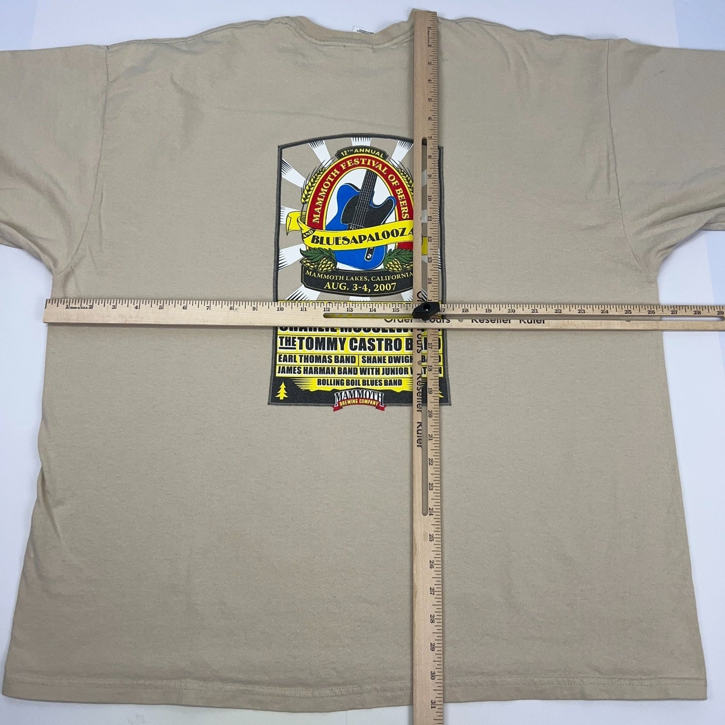 Vintage Y2Ks Bluesapalooza Beer Festival T Shirt Mammoth Brewing Beige 2XL XXL