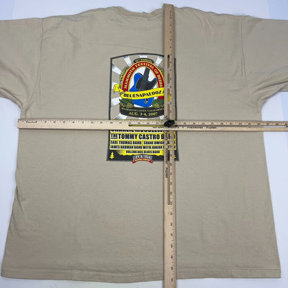 Vintage Y2Ks Bluesapalooza Beer Festival T Shirt Mammoth Brewing Beige 2XL XXL