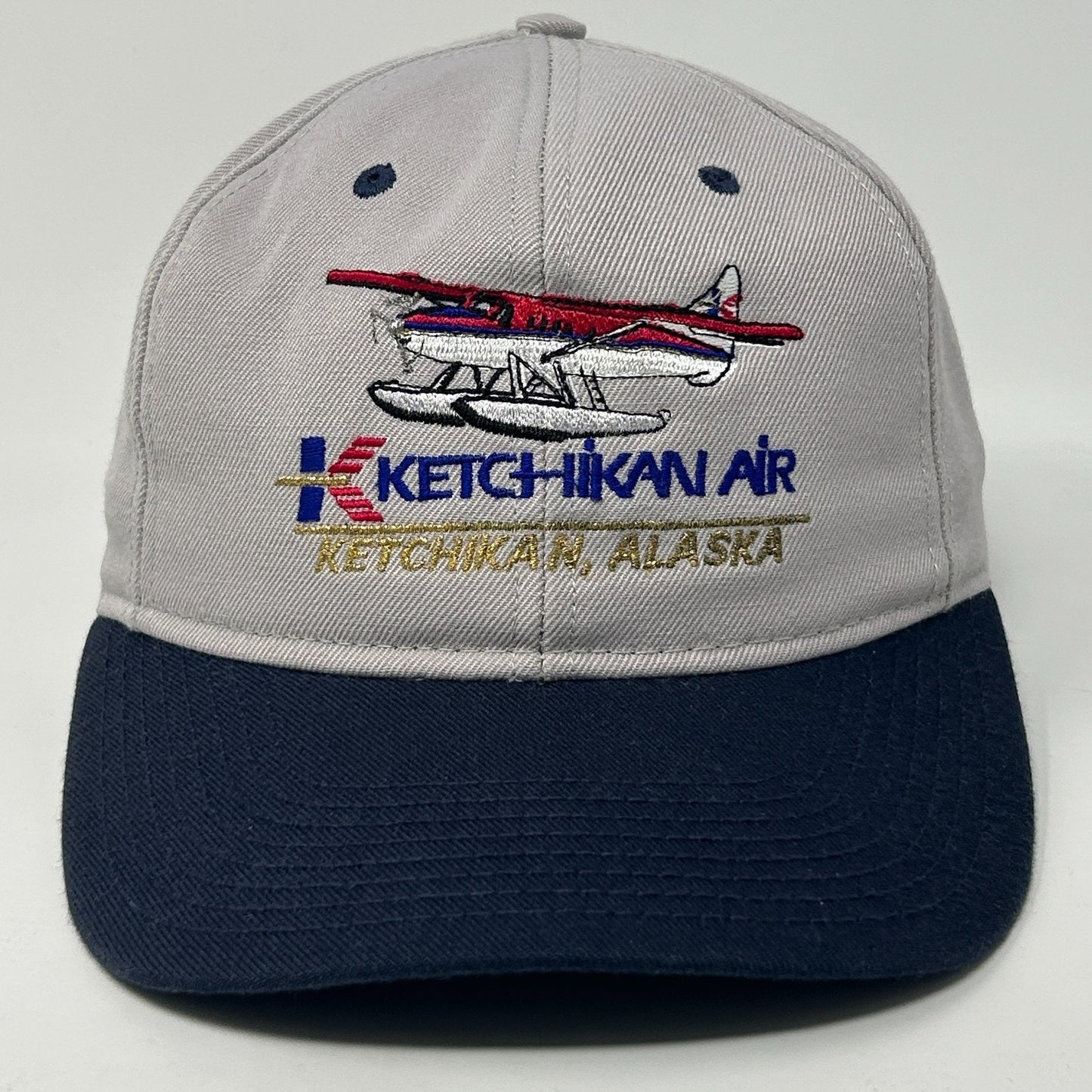 Vintage 90s Ketchikan Air Best In The Bush Hat Baseball Cap Alaska Snapback Gray