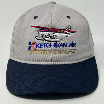 Vintage 90s Ketchikan Air Best In The Bush Hat Baseball Cap Alaska Snapback Gray