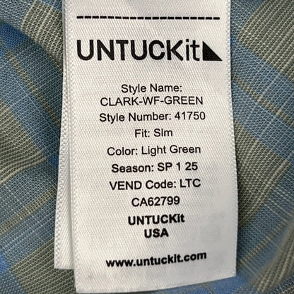 UNTUCKit Wrinkle-Free Clark Slim Fit Button Up Shirt Mens L Large Green Plaid
