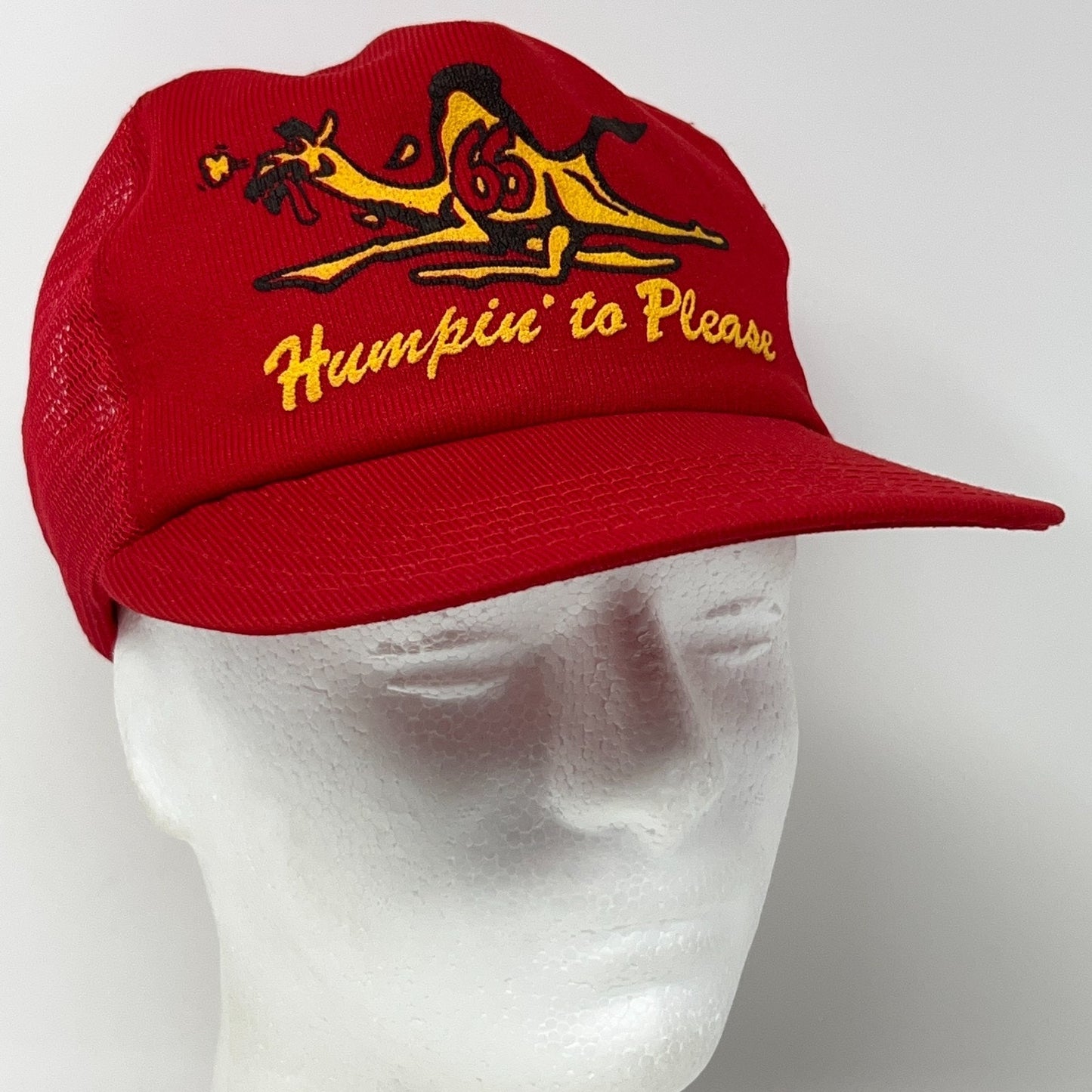 Vintage 80s Campbell 66 Humpin To Please Trucker Hat Baseball Cap Snapback Red