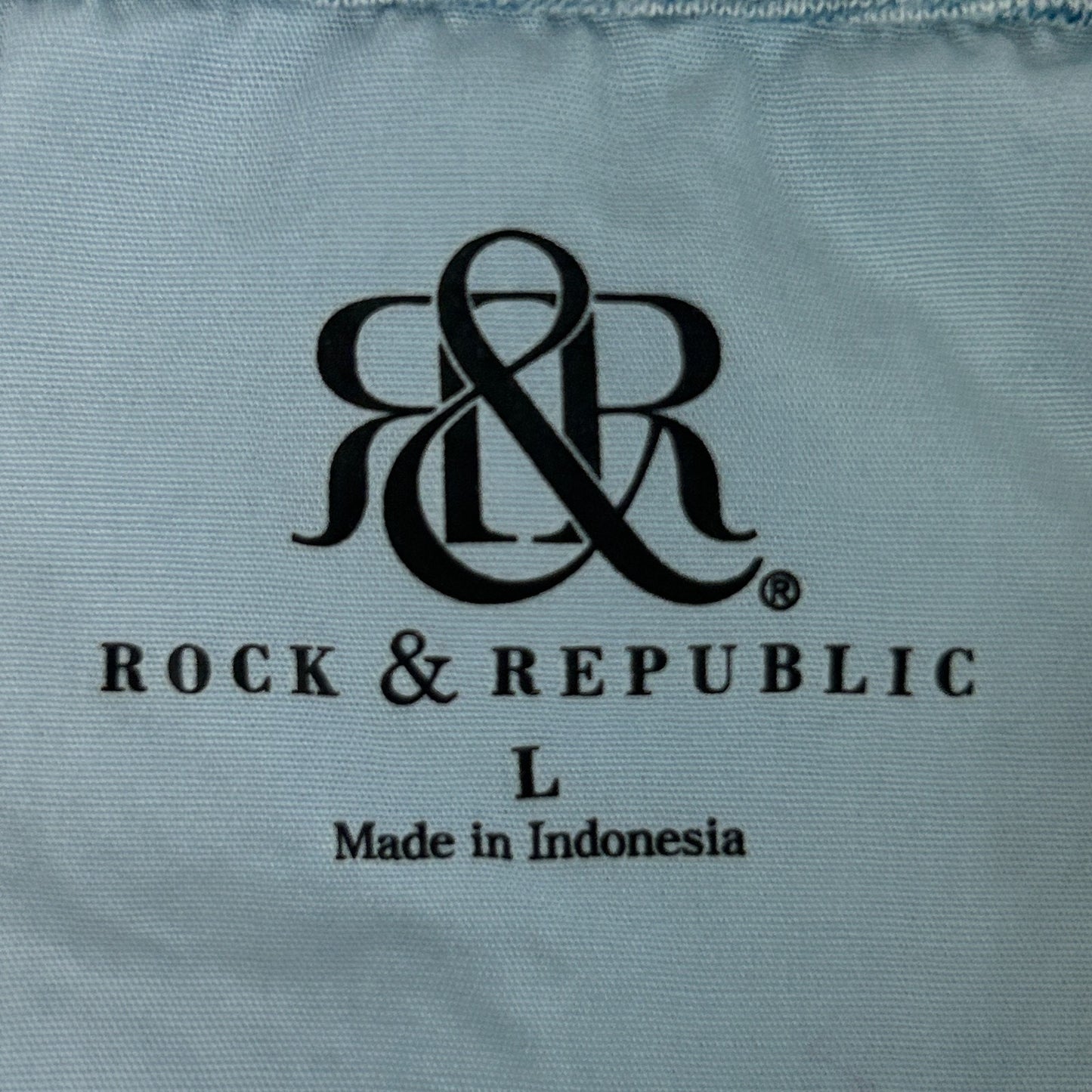 Rock & Republic Polo Shirt Short Sleeve Pocket Striped Blue L Large