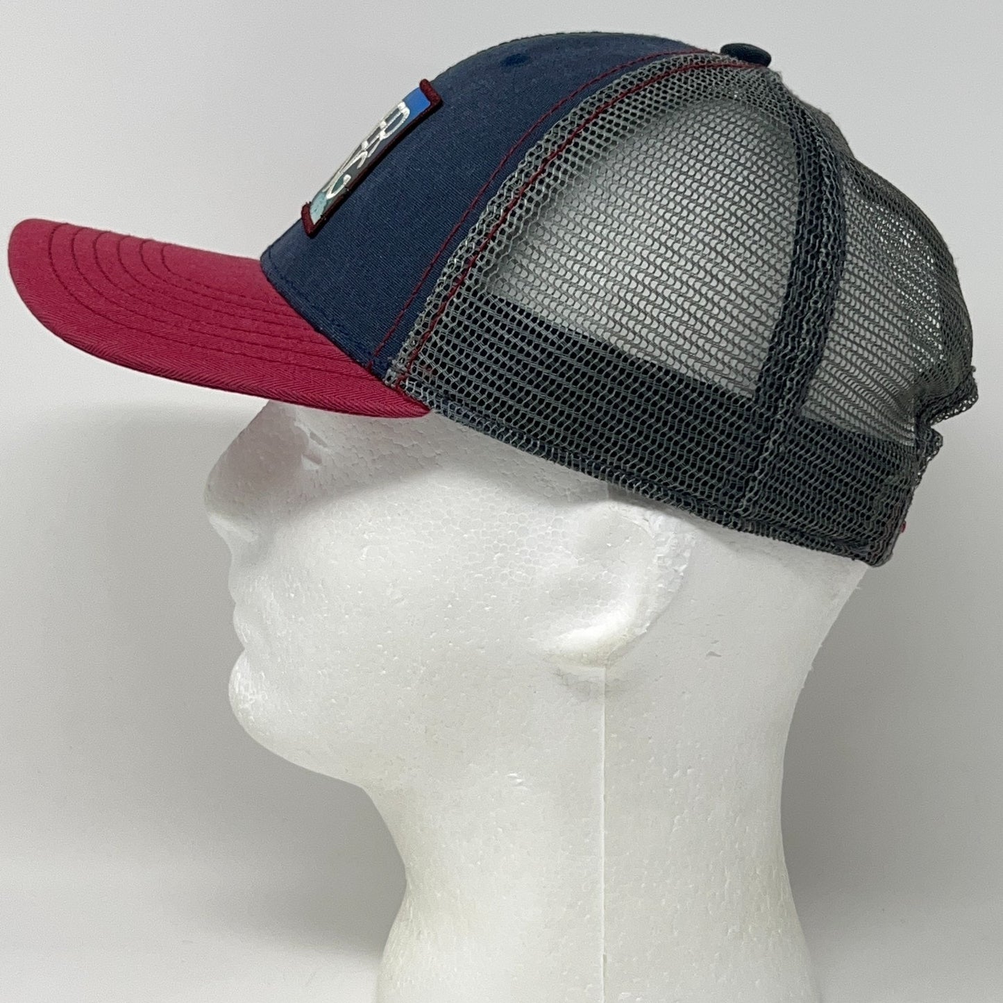 Higher Living Patch Trucker Hat Baseball Cap Prana 6 Panel Mesh Snapback Blue