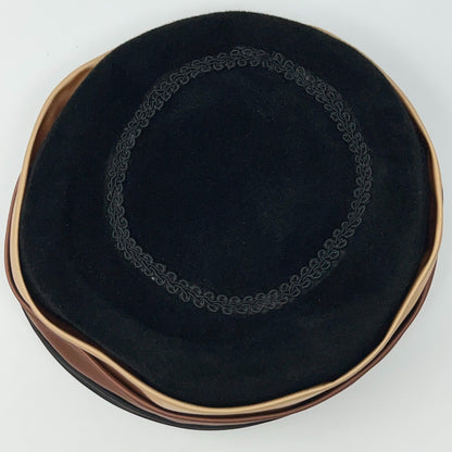 Vintage 50s 60s Merrimac Lady Ann Black Velour Pillbox Hat Womens Medium 58cm