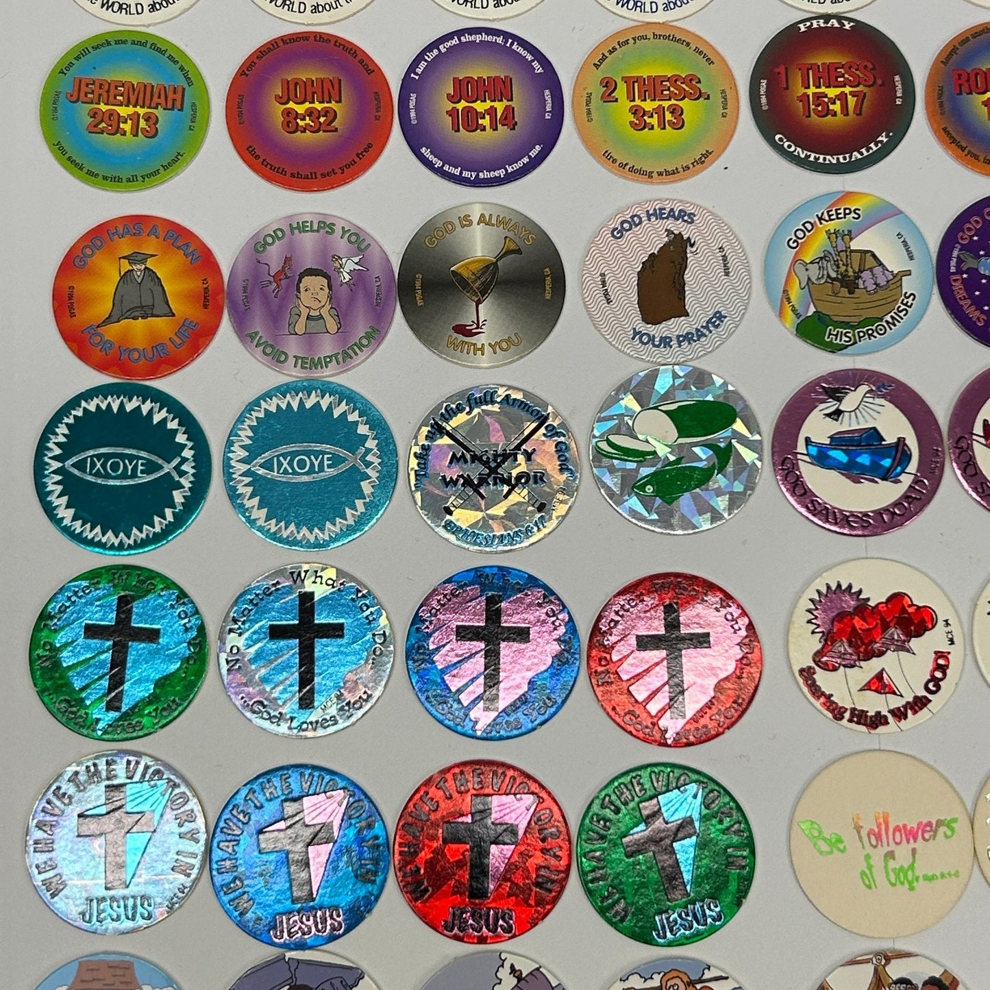 Vintage 90s Lot of 163 Christian Milk Caps Pieces Pogs Slammers Mats Jesus Bible