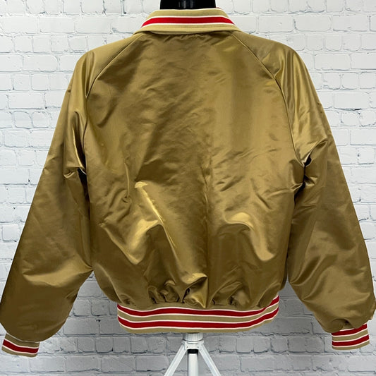 Vintage 80s San Francisco 49ers Satin Bomber Jacket L Large Gold Stahl-Urban NFL