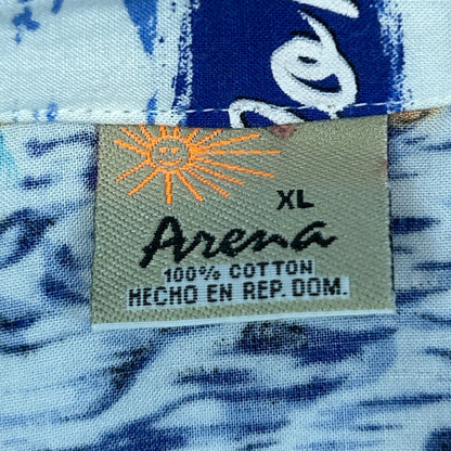 No Problem Dominican Republic Hawaiian Camp Shirt Tropical White Mens XL X-Large