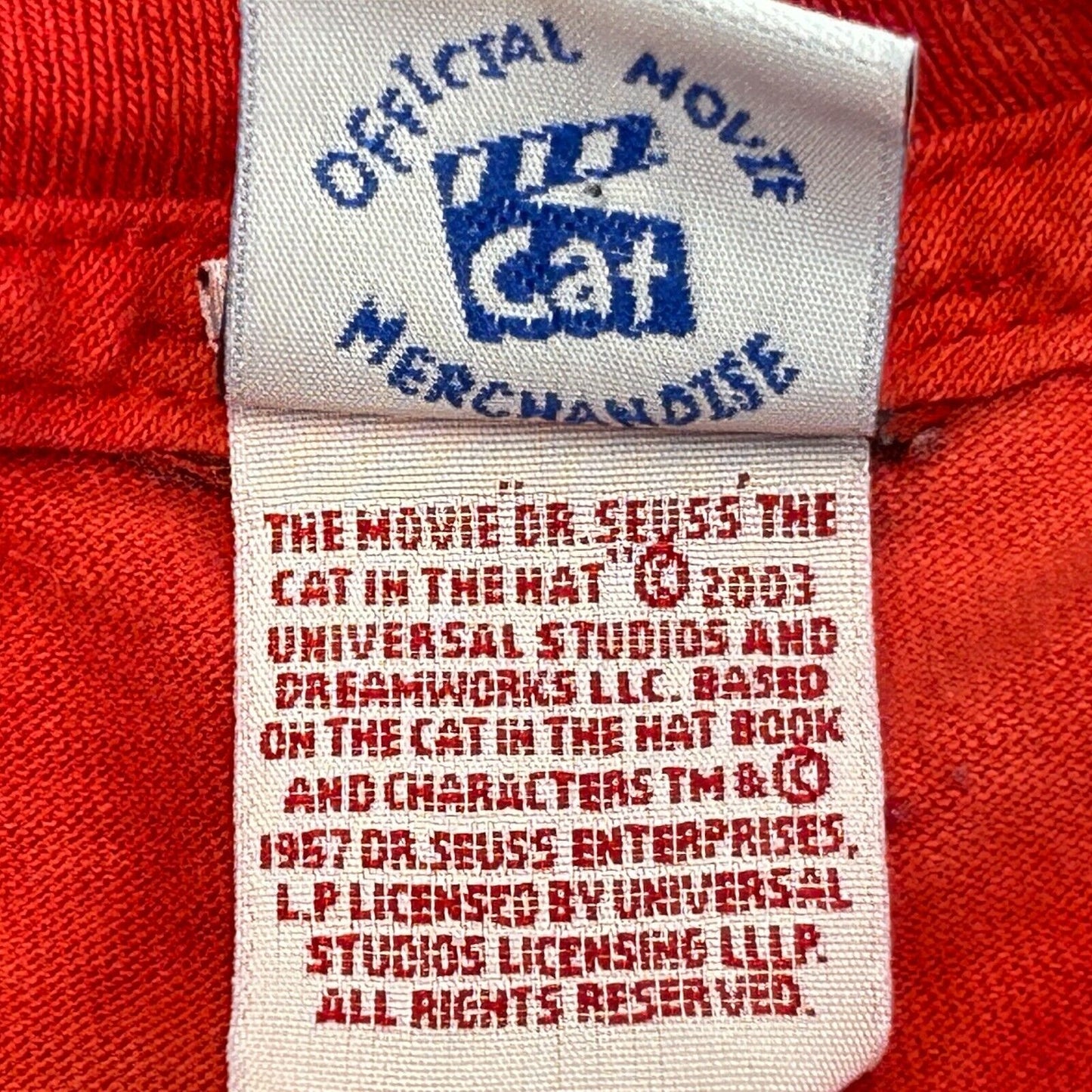Dr Seuss Cat In the Hat Vintage Y2Ks T Shirt Medium Movie Promotional Mens Red