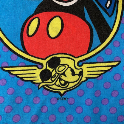 Disney Mickey Mouse Vintage 90s Full Size Flat Bed Sheet The Mail Pilot Airplane