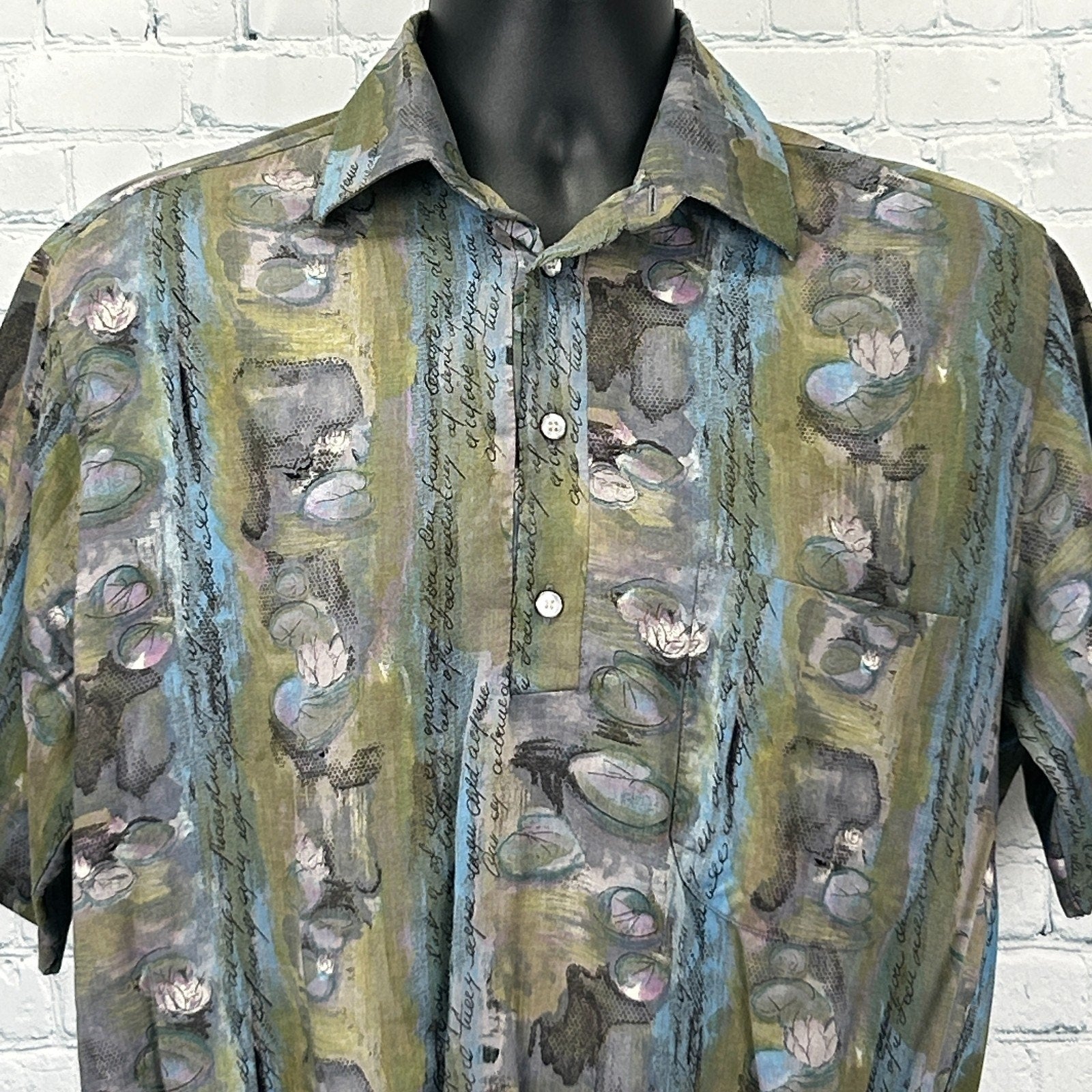 Vintage 70s D'Avila Polo Shirt Beige AOP Disco Short Sleeve Made In USA M Medium - Neon Vintage