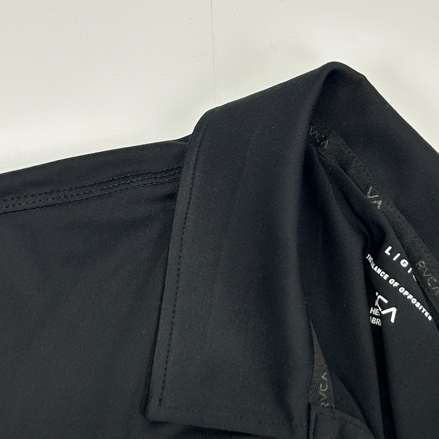 RVCA Polo Shirt PM Tenore Skater Surfer Surfing MMA Long Sleeve Black L Large