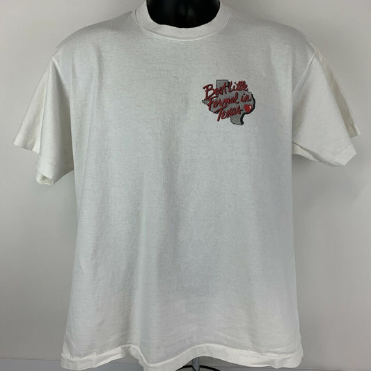 Vintage 90s Texas Boots n Bows Ball T Shirt Mens XL X-Large Cowboy Western White - Neon Vintage