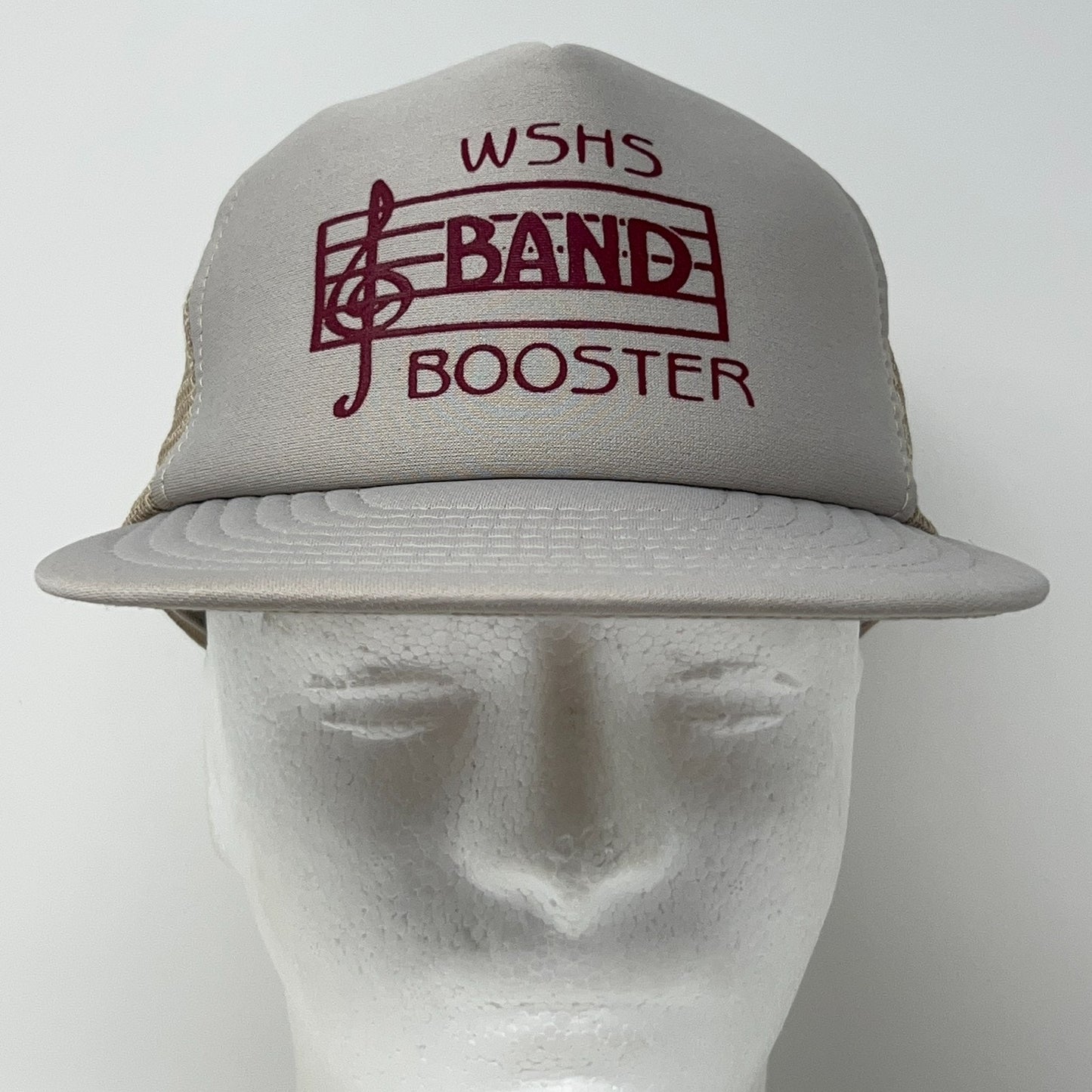 Vintage 80s WSHS Band Booster Trucker Hat Baseball Cap High School Snapback Gray