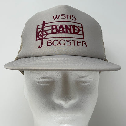 Vintage 80s WSHS Band Booster Trucker Hat Baseball Cap High School Snapback Gray