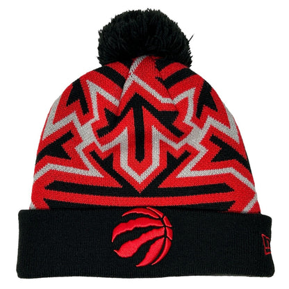 Toronto Raptor Pom Pom Beanie Cuffed Toque Hat NBA Basketball New Era Black Red