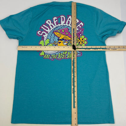 Maui and Sons Surf Daze Best Days T Shirt Mushrooms Surfer Surfing Blue M Medium
