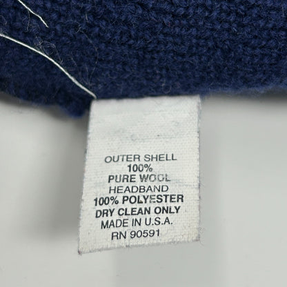 Vintage Smiley Brand Wool Beanie Winter Hat Toque Ski Snowboarder USA Made Blue