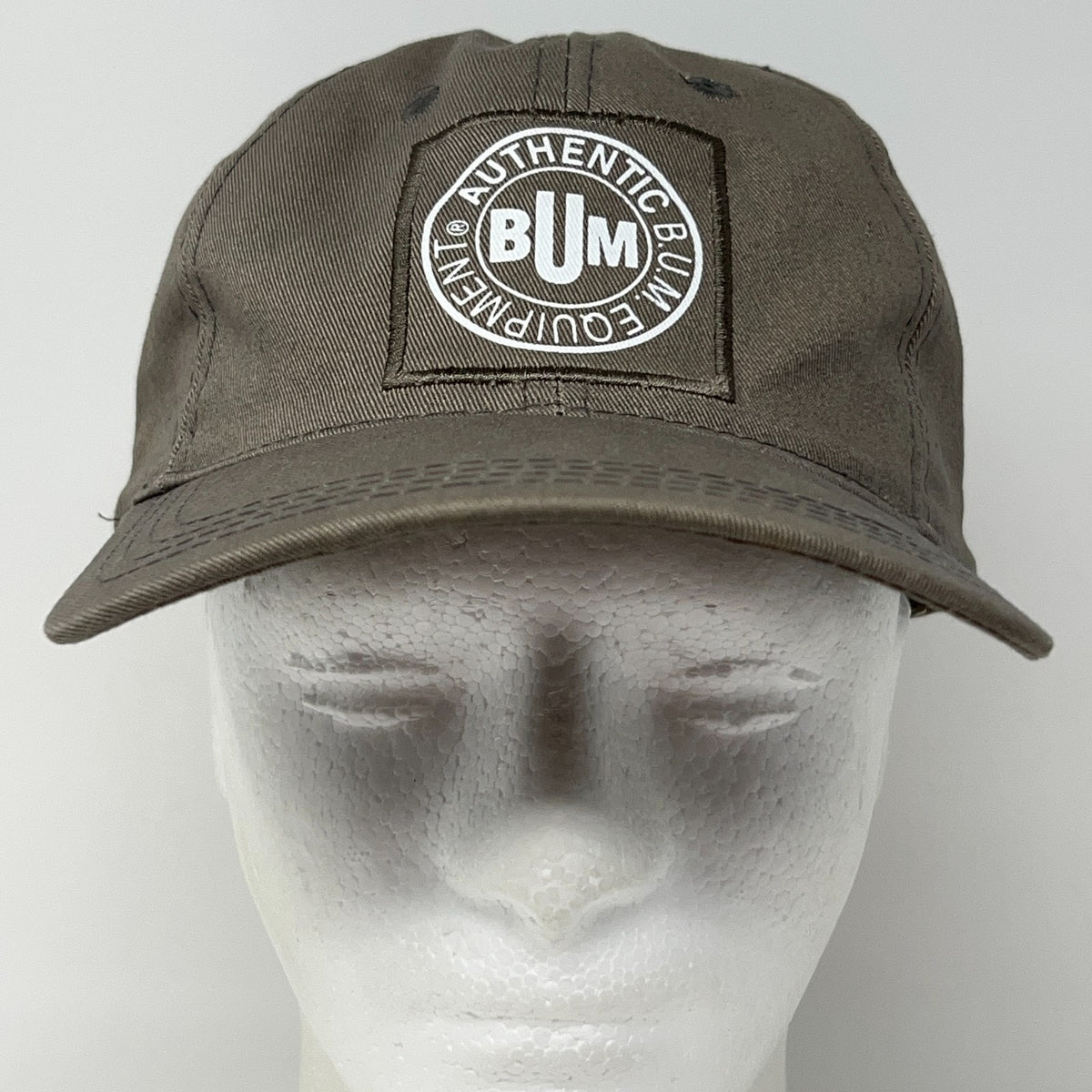 Vintage 90s B.U.M. Equipment Dad Hat Baseball Cap BUM Leather Strapback Gray