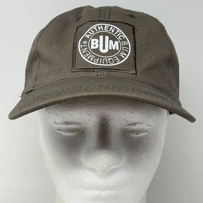 Vintage 90s B.U.M. Equipment Dad Hat Baseball Cap BUM Leather Strapback Gray