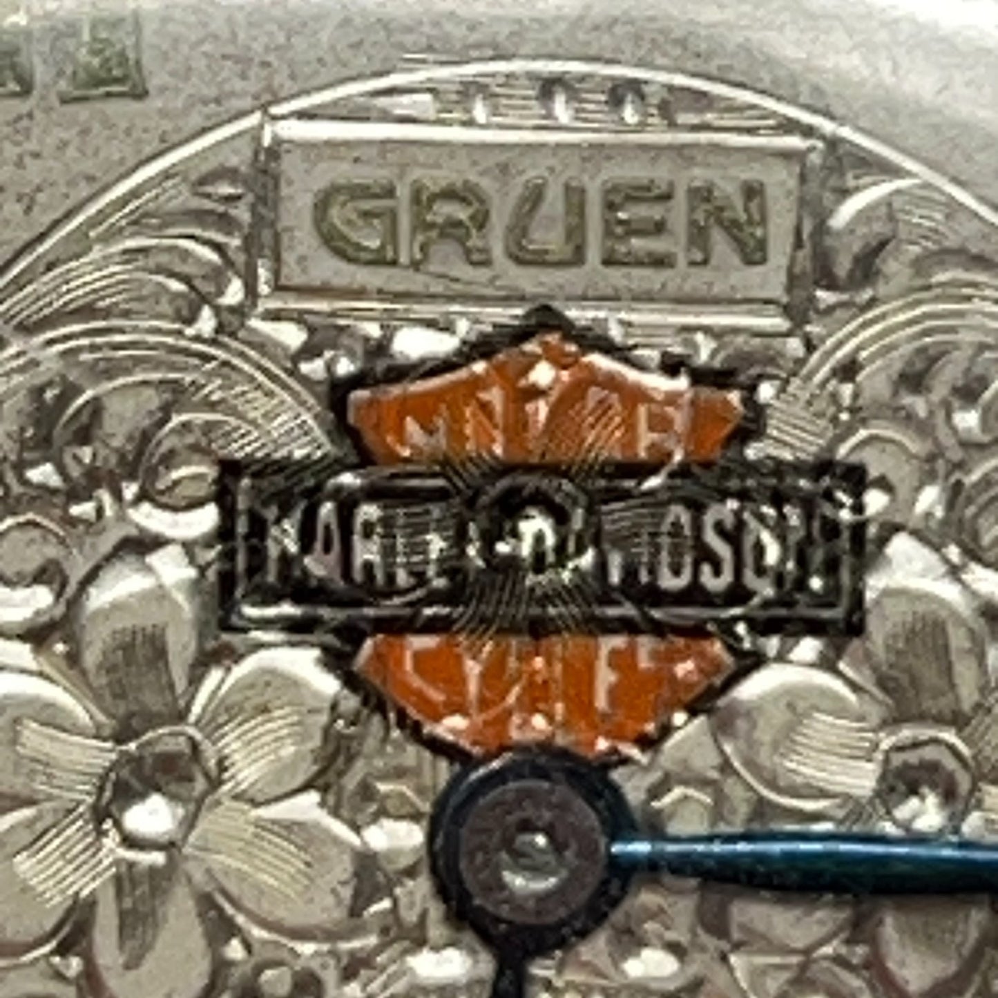 Vintage 20s Harley Davidson Gruen Semi Thin Pocket Watch 15 Jewels Silver Biker