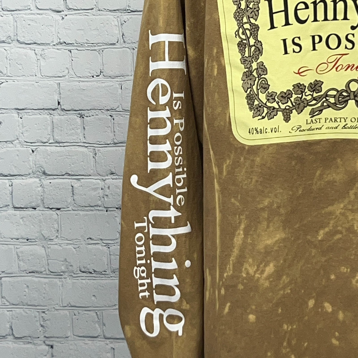 Fashion Nova Hennything Hennessy Cognac Liquor Long Sleeve T Shirt 2XL XXL Brown