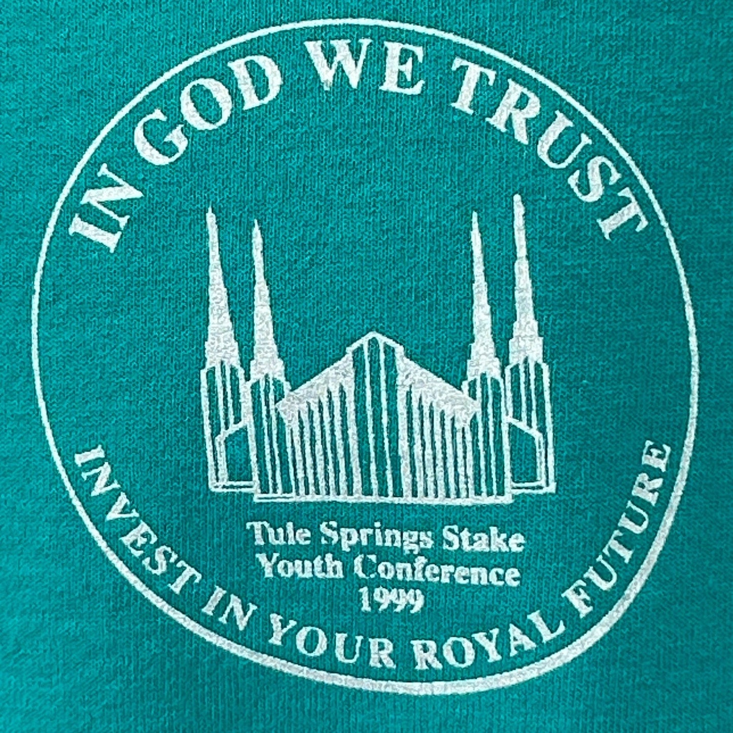 Vintage 90s Tule Springs Stake Youth Conference T Shirt Mormon LDS Green L Large