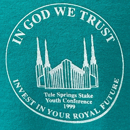 Vintage 90s Tule Springs Stake Youth Conference T Shirt Mormon LDS Green L Large