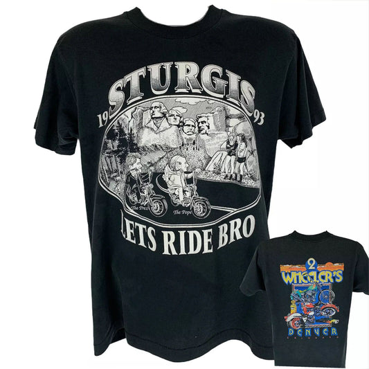 1993 Sturgis President Clinton Pope Vintage 90s T Shirt Motorcycle Biker Medium