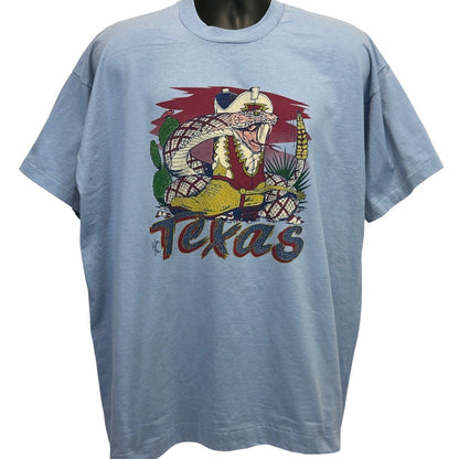 Texas Rattlesnake Cowboy Boots Vintage 90s T Shirt XXL Southwestern Mens Blue