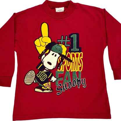 Camiseta juvenil vintage de los años 90 con Snoopy 1 para fanáticos de los deportes, 4T, para niños pequeños, Peanuts, EE. UU., para niños, color rojo