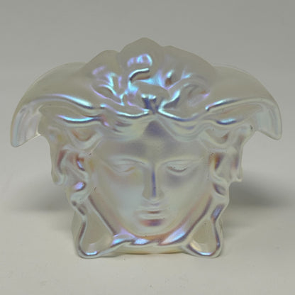 Versace x Rosenthal Blown Glass Paperweight Medusa Iridescent Opalescent White